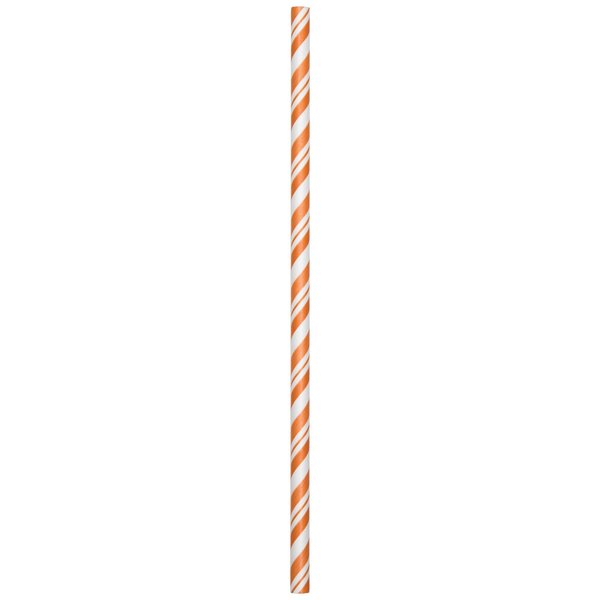 Creative Converting Sunkissed Orange Striped Paper Straws, 7.75", 144PK 051166
